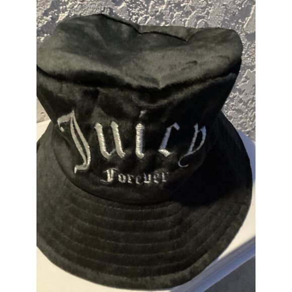 Juicy Couture "Juicy Forever" Black Velvet Bucket Hat  Y2K Excellent Condition - Picture 6 of 6